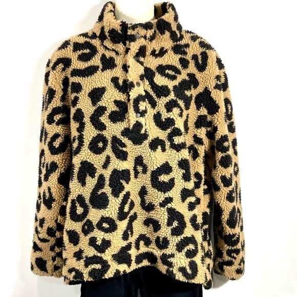 Mud Pie Brady Sherpa Pullover Leopard Print - Picture 3 of 9